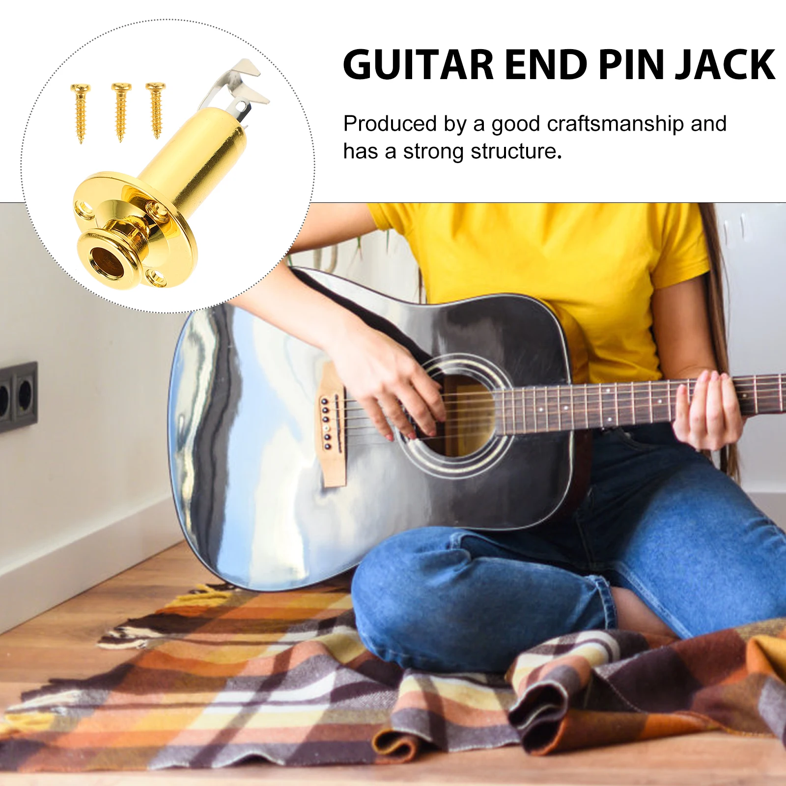 

Plug Vibration Pickup Jack Guitar Socket Endpin Bass Brass Multi-pickup Output Input Electric Golden Plate