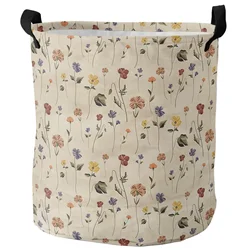 Retro Floral Wildflowers Dirty Laundry Basket Foldable Waterproof Home Organizer Basket Clothing Children Toy Storage Basket