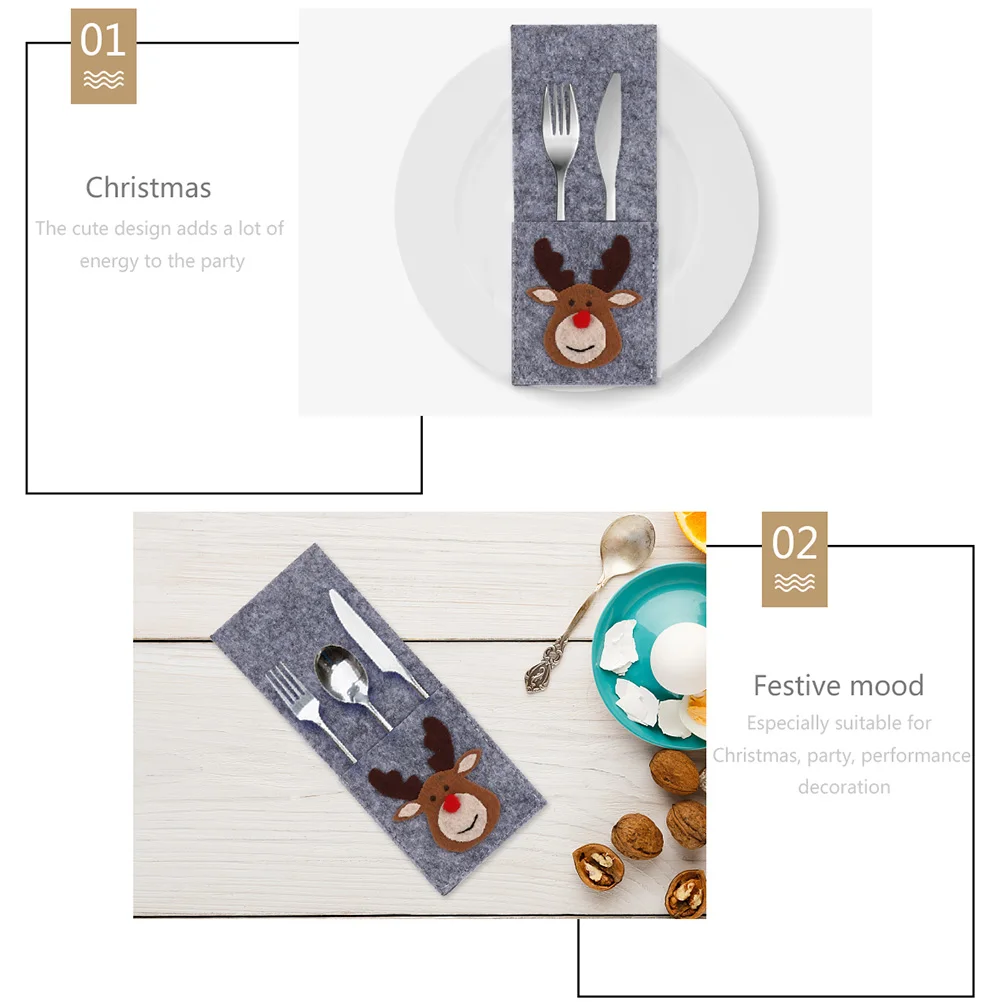 

Christmas Knife and Fork Storage Bag Cutlery Set Holder Small Utensil Party Tableware Serving Utensils