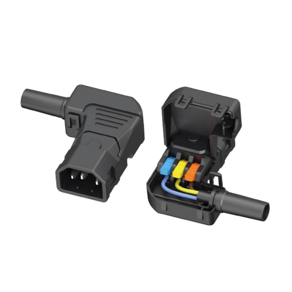3‑Pin Black Elbow Quick‑Release C13 C14 Power Cord Wiring Power Plug Spring‑Type Terminal AC Female Receptacle Socket Plug 10A