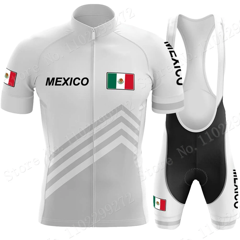 2024 Mexico National Team Cycling Jersey Set Mexican Flag Clothing Road Bike Shirts Suit Bicycle Bib Shorts MTB Ropa Maillot