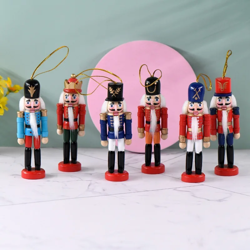 12cm Nutcracker Wood Made Puppets Doll Toy Pure Manual Coloured Drawing Walnuts Soldiers 6 Pcs/Lot d313 Ht128