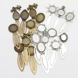 Randommix 10pcs Cabochon Cameo Base Oval Owl Vintage Bookmarks Crown Round Blank Bezel Settings Bookmark Findings DIY Components