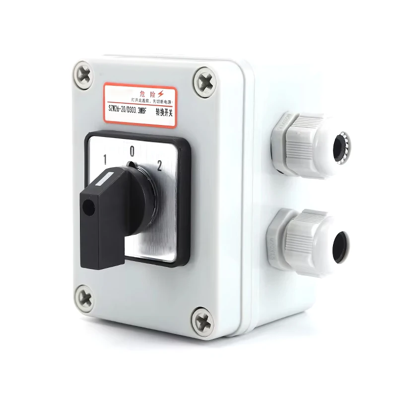 SZW26/LW26-20/D303.3WBF 1-0-2 3 Positions Universal Cam Changeover Switch With Waterproof And Dustproof Sealed Box 660V 20A