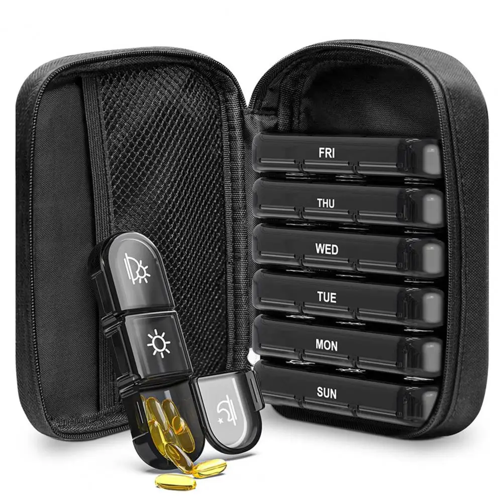 Portable Compartmentalized Pill Box Reusable Eco-Friendly Travel-sized Small Pill Box  21-compartment Capsules Box    Pill Box