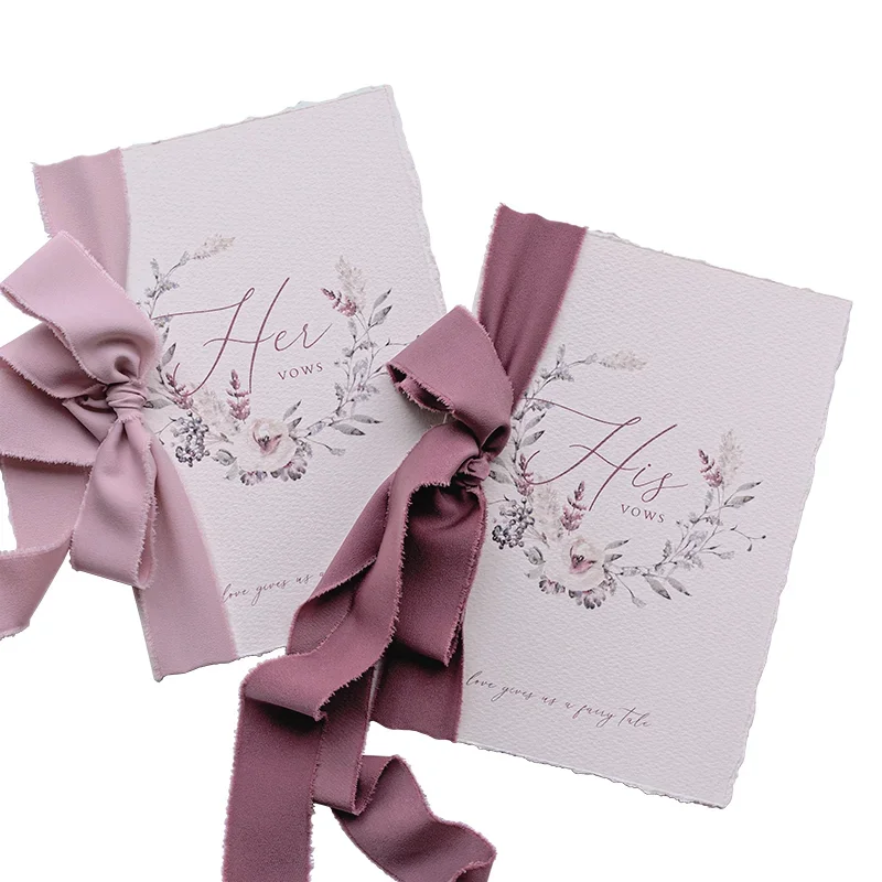 2pcs Wedding Favor Advanced Flora Merry Speech Vows Book Ribbon His And Her Card Photo Props