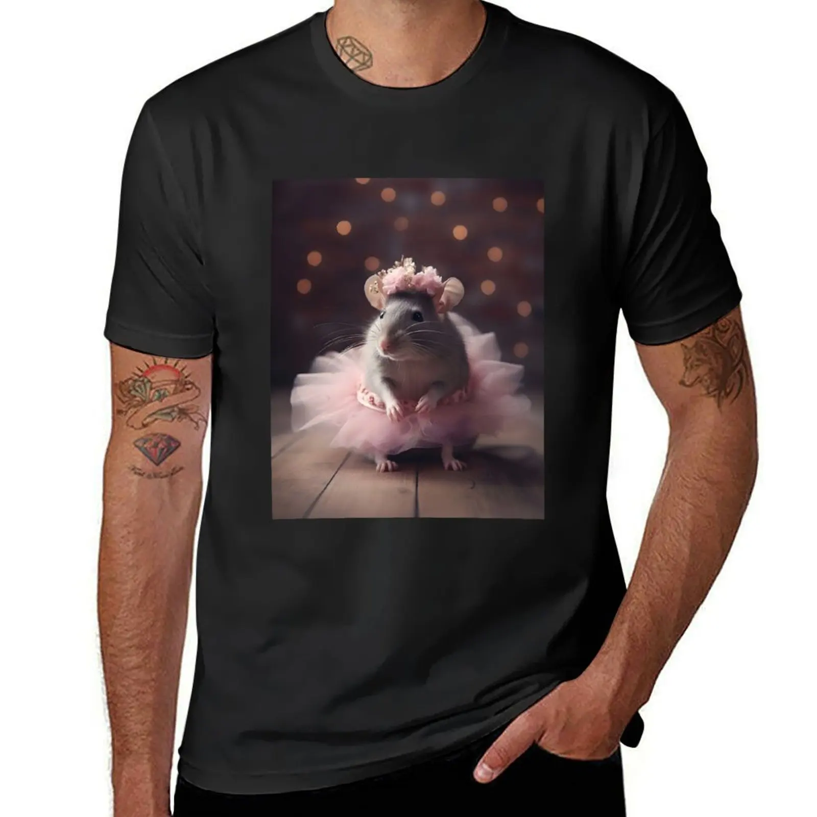 “Peony” the Rat Mouse in Pink T-Shirt graphics funnys t shirts for men