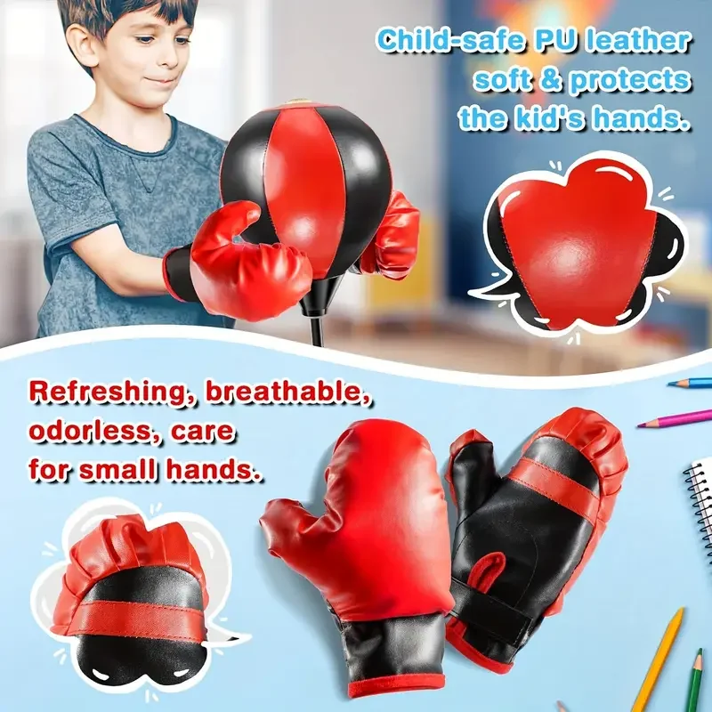 Punching bag with stand Punching bag with gloves and adjustable height for children with pump Punching bag,Christmas Gifts