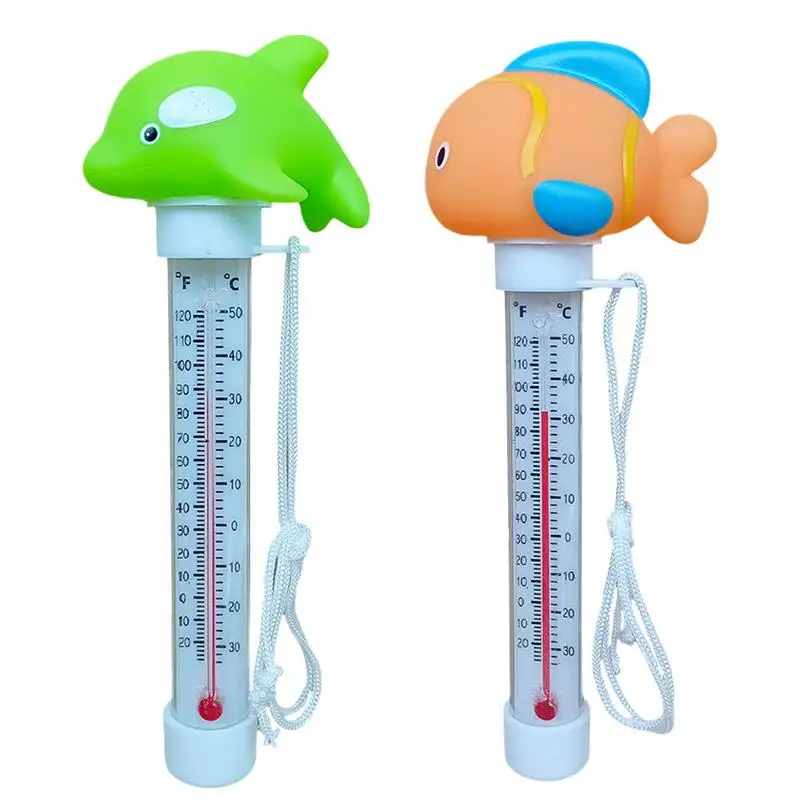 Testador de temperatura da piscina dos desenhos animados testador de temperatura da água para piscina resistente a estilhaços acessórios da banheira com corda