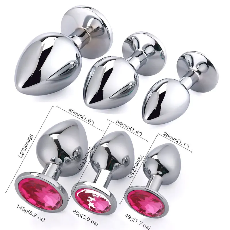 Anal Plug Heart Stainless Steel Crystal Anal Plug Removable Butt Plug Stimulator Anal Sex Toys Prostate Massager Dildo