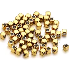 50pcs 2/3/4mm Stainless Steel Square Spacer Beads Loose Beads DIYJewelry Making Supplies Metal Bead for Needlework Wholesale