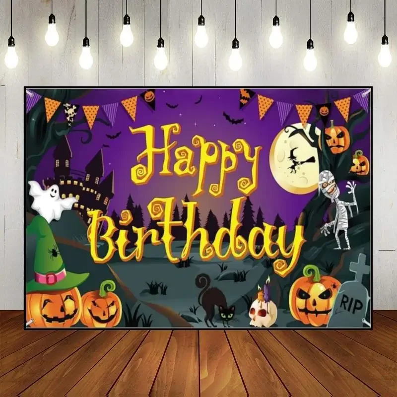 Halloween Baby Shower Witch Background Photo Banner Birthday Decoration Spider Custom Backdrop Horrible Photography Backdrops