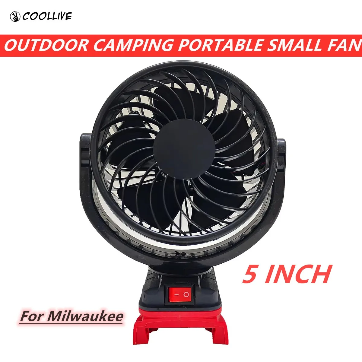 

For Milwaukee 18V Battery Electric 5 Inch Mini Table Fan Outdoor Camping Portable Small Fan Cordless Rechargeable Desk Fan