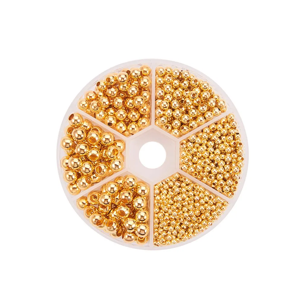 

1 set Glossy Spacer Beads Pendants Beads Charms Jewelry Accessories DIY Golden Metal Separate Storage Box Durabl