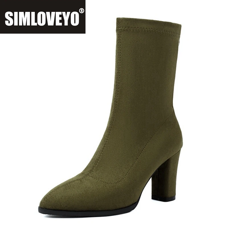 

SIMLOVEYO/Модные ботинки до середины икры на блочном каблуке 8 см, осенняя нескользящая обувь, большой размер 47 48 US17, абрикосовый черный цвет