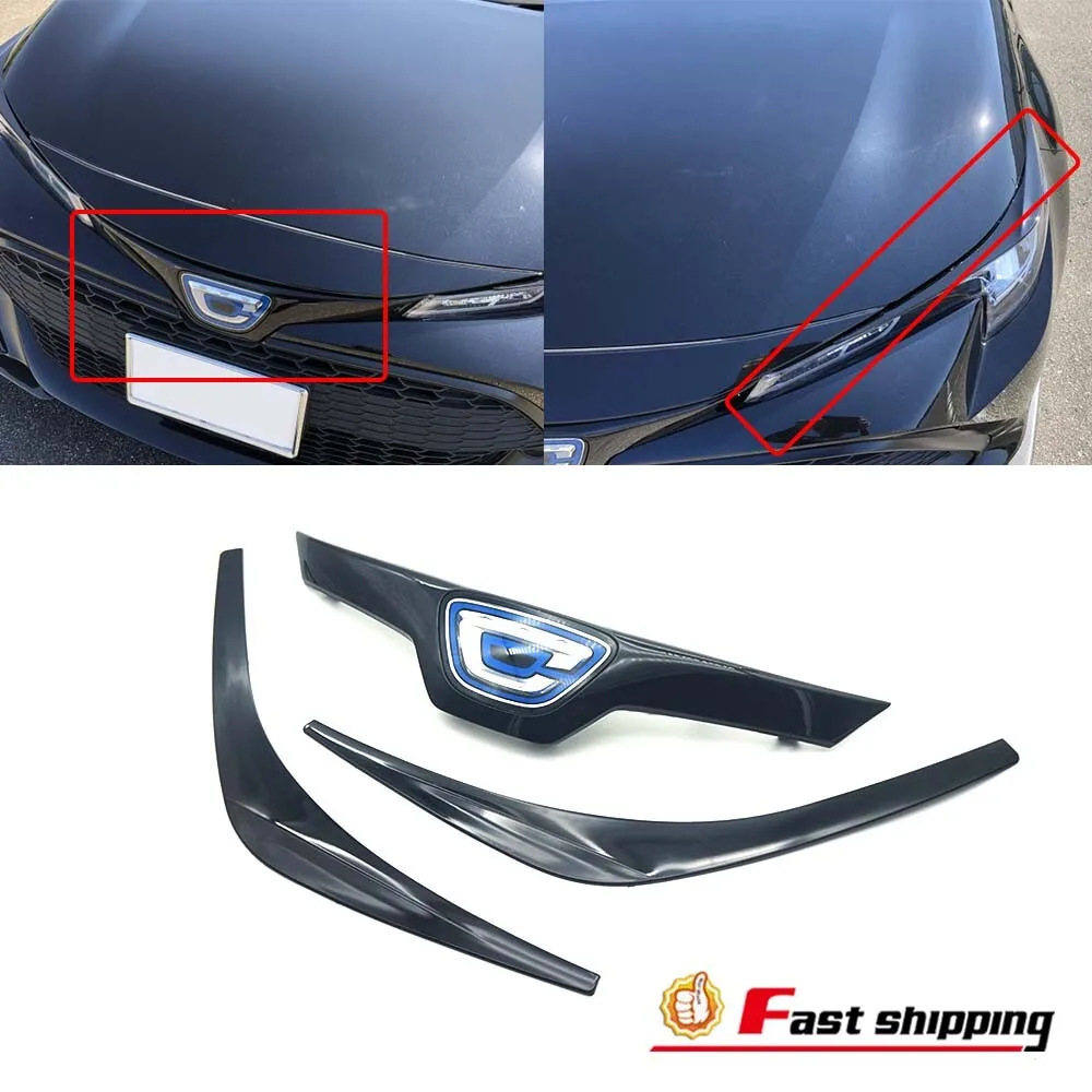 

Решетка радиатора для Toyota Corolla 2019-22 с синими и глянцево-черными накладками на фары