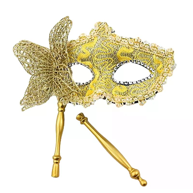 قناع حفلة الهالوين مع عصا عقد للسهرة والحفلات التنكرية قناع المرحلة التنكرية الدعائم أقنعة نصف الوجه البندقية للنساء