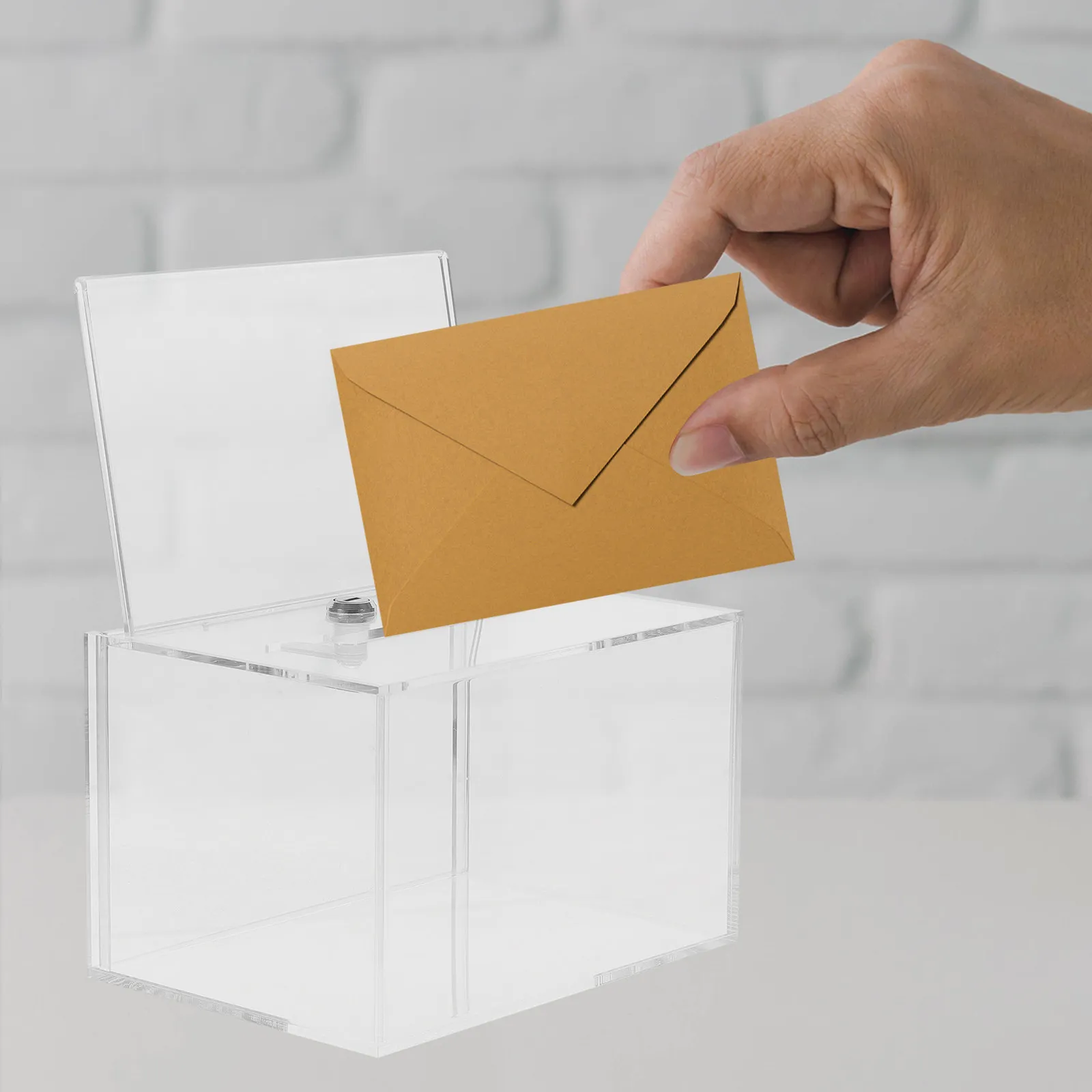 

Acrylic Ballot Box with Lock Transparent Donation Suggestion Box for Fundraising Complaint Letters Voting Storage