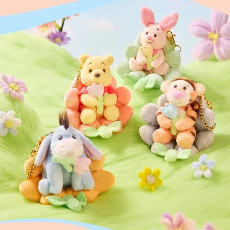 

Shanghai Disney Winnie The Pooh Fluffy Garden Series Stuffed Plush Keychain Doll Key Ring Bag Charm For Disney Fans