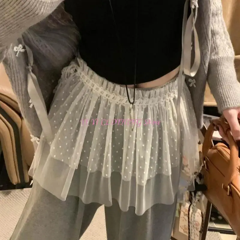 N5KF unieke kant- en mesh rok mode damesrok voor date night of alledaagse slijtage