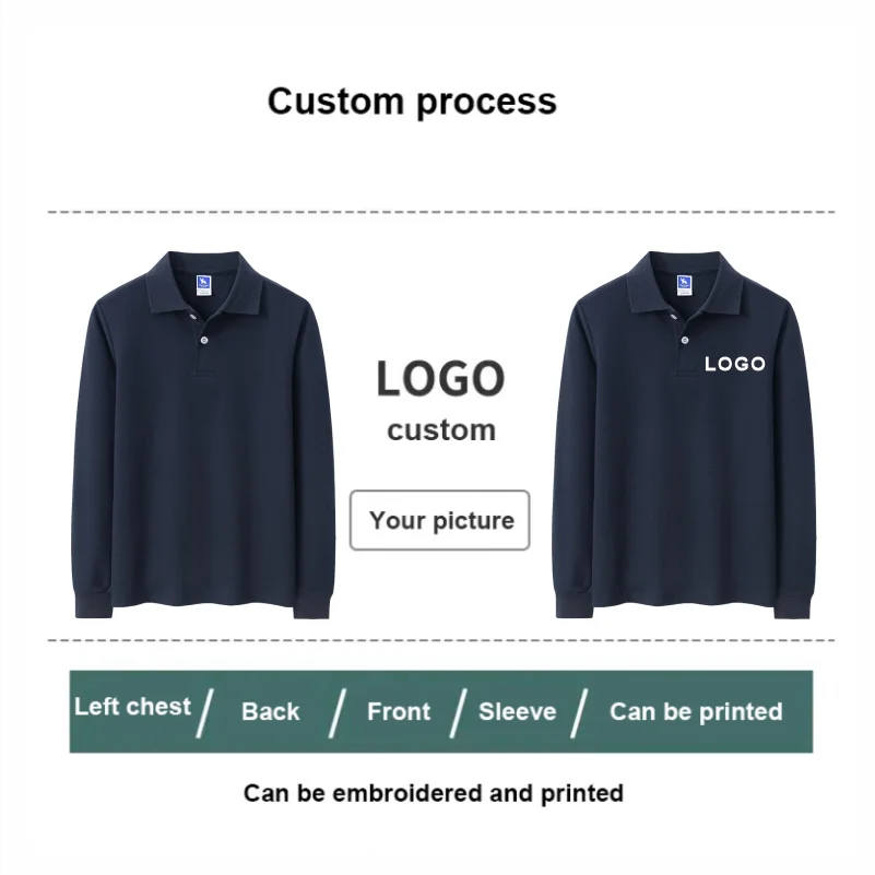 Cotton Polo Kids Shirts Custom Logo Design DIY Print Embroidery Soft Comfortable And Skin-Friendly Long Sleeve Boy\'s Polos