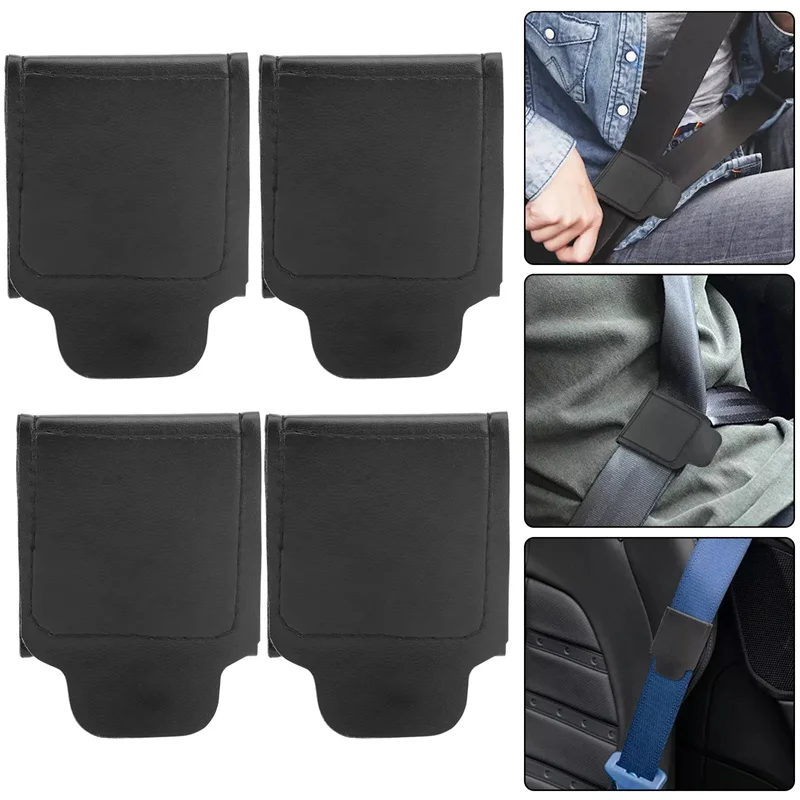 4Pcs Seatbelt Clip For Car Auto Shoulder Neck Protector Strap Positioner Locking Clip PU Leather Vehicle Seat Belt Cover Clip Au