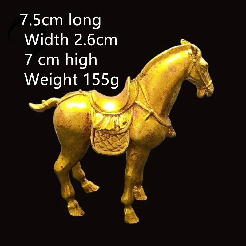 

Little fairy/Antique solid brass gilt Tang horse creative miniature statue personalized home hand toy piece exquisite craft Gift