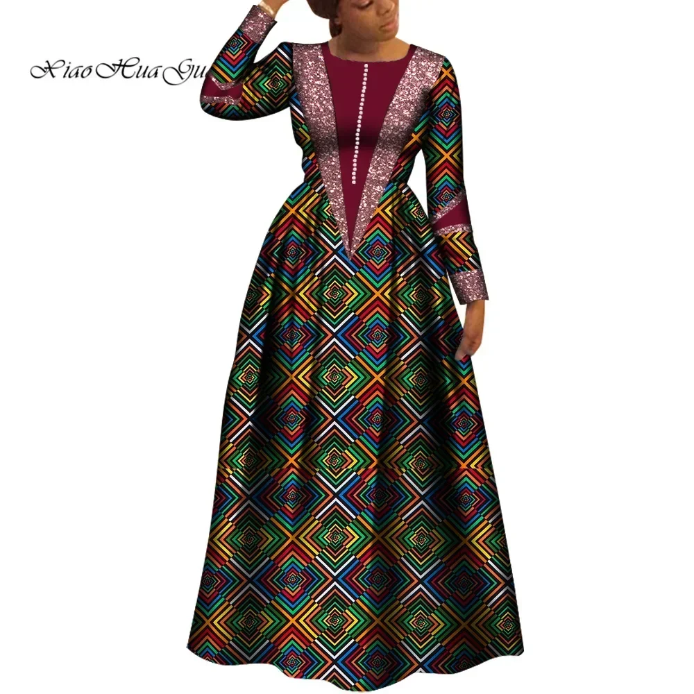 Vestidos africanos para mulheres dashiki vestido africano impressão robe africaine femme plus size áfrica roupas festa de casamento wy8034