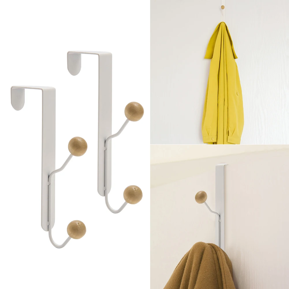 Over The Door Hooks Sturdy Metal Over Door Wooden Hooks Organizer Rack for Hanging Coats Hats Robes Towels