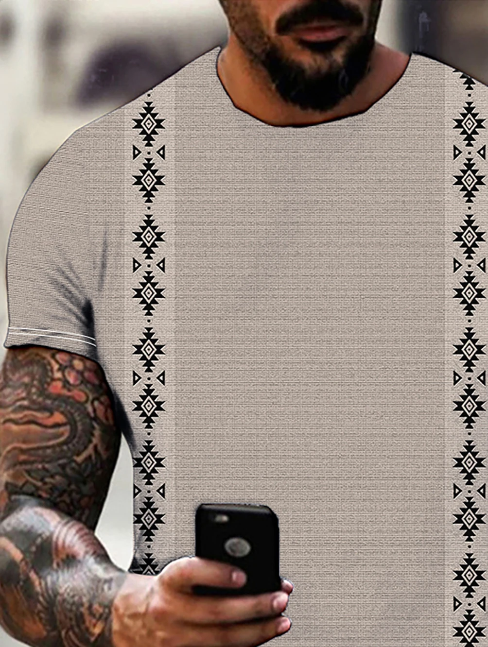 Men's casual round neck short sleeve 3D digital printed T-shirt cross-border Amazon retro style printed short sleeve