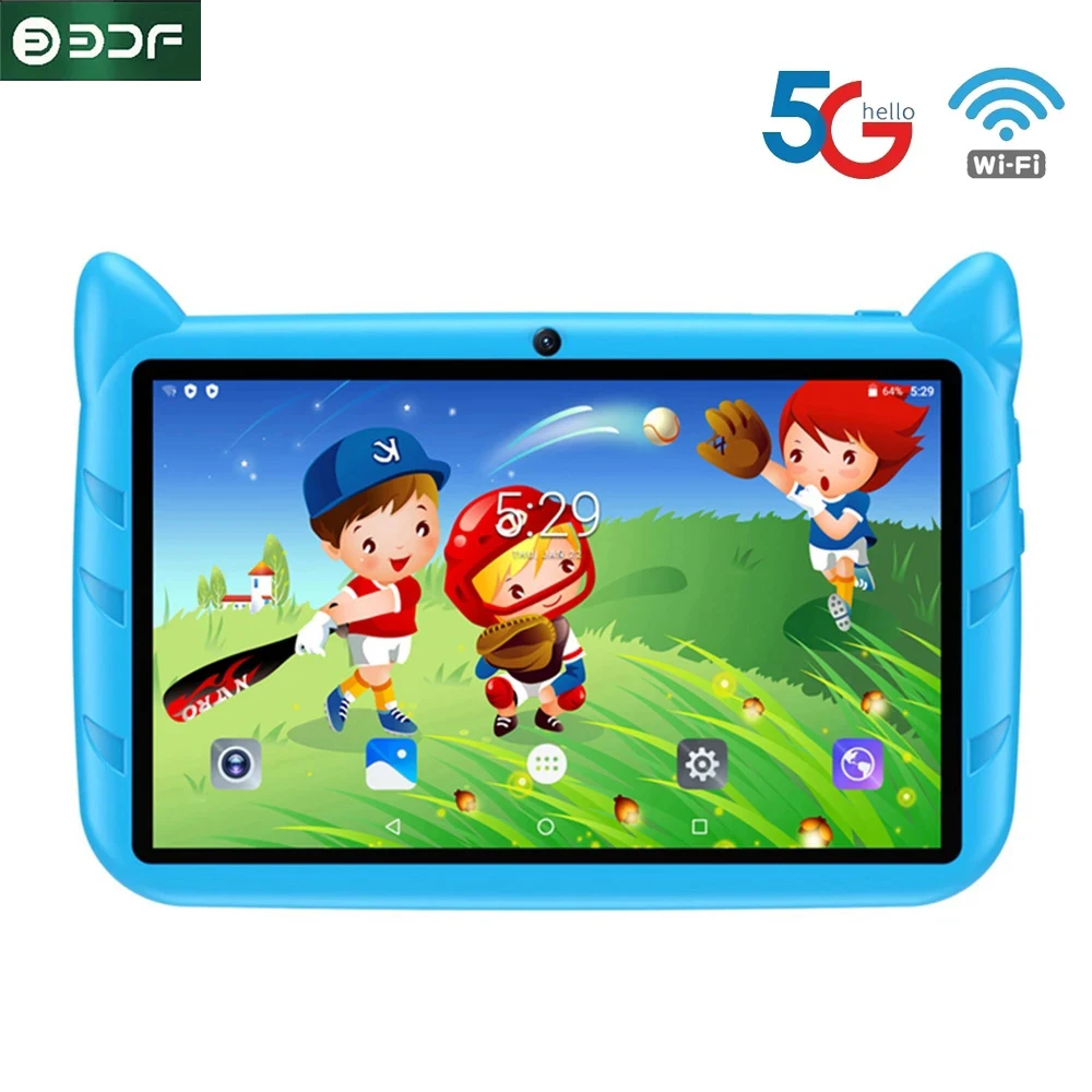 Tablet anak-anak 7 inci Android 12, Tablet natal terbaik, bermain game sentuh lucu, 4GB + 64GB WiFi untuk anak