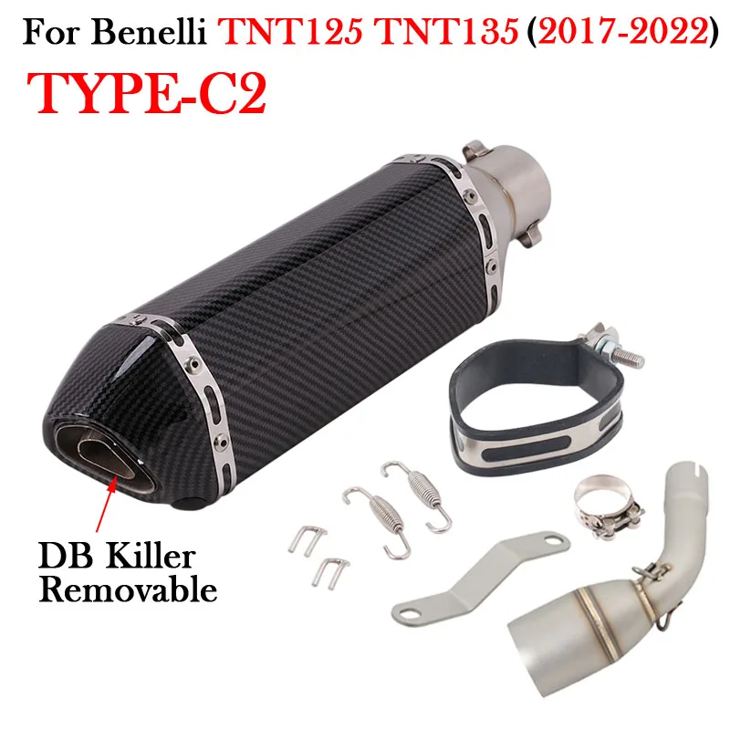 Plug And Play For Benelli TNT125 TNT135 TNT 125 135 2017 - 2020 2021 2022 Motorcycle Exhaust Modify 51mm Escape Middle Link Pipe