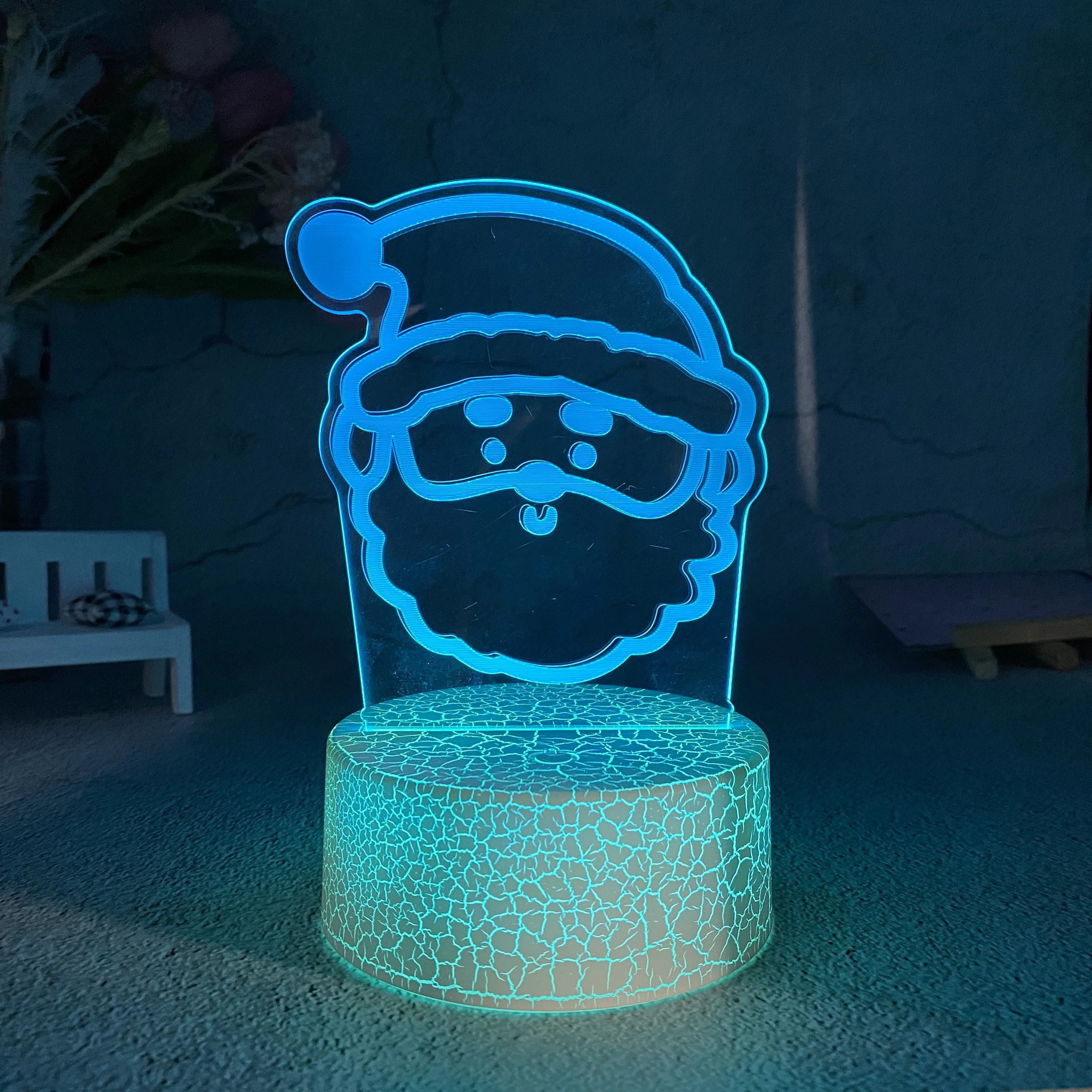 Acrylic High Appearance Horizontal Colorful Christmas Hat Crack 3D Plug-in Bedroom Bed Simple Nightlight