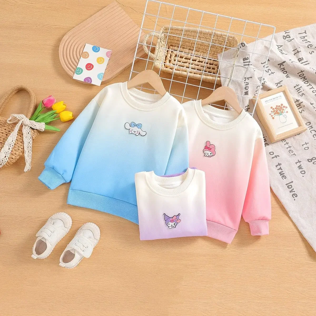 

Anime Sanrioed Kuromi Cinnamoroll Mymelody Kids Long Sleeve Sweatshirt Boy Girl Cartoon Korean Tops Fashion Sweater Kids Clothes