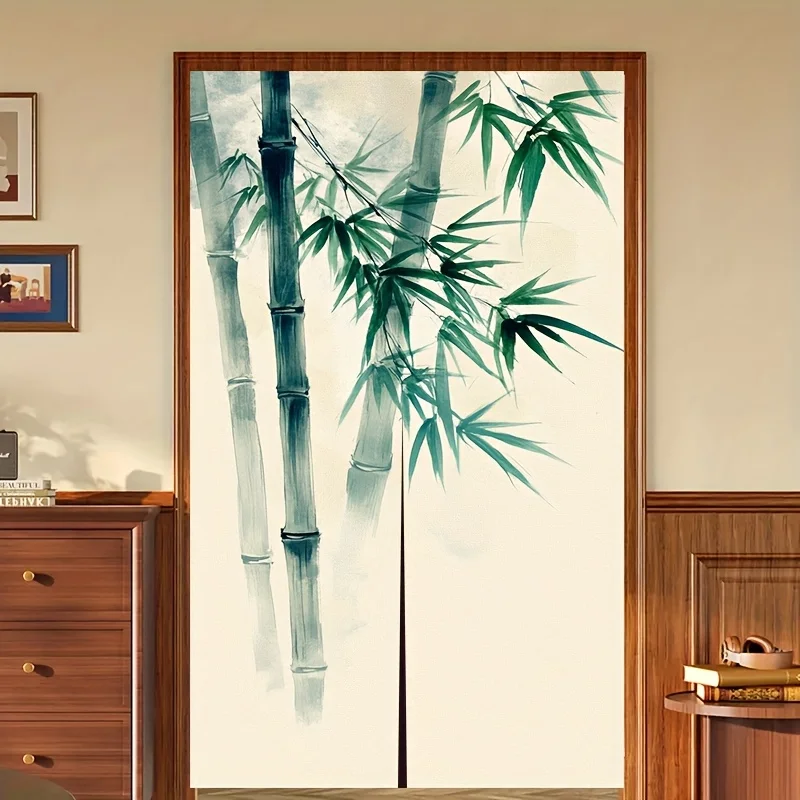 Chinese Bamboo Forest Noren Door Curtain Traditional Nature Pattern for Bedroom Kitchen Living Room Home Decor