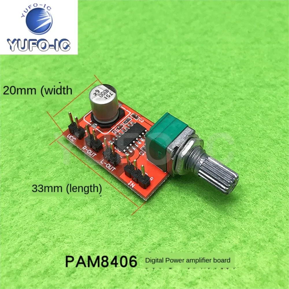 Free Ship 1PCS PAM8406 Digital Power Amplifier Board Bone Conduction Speaker Amplifier Board With Volume Potentiometer