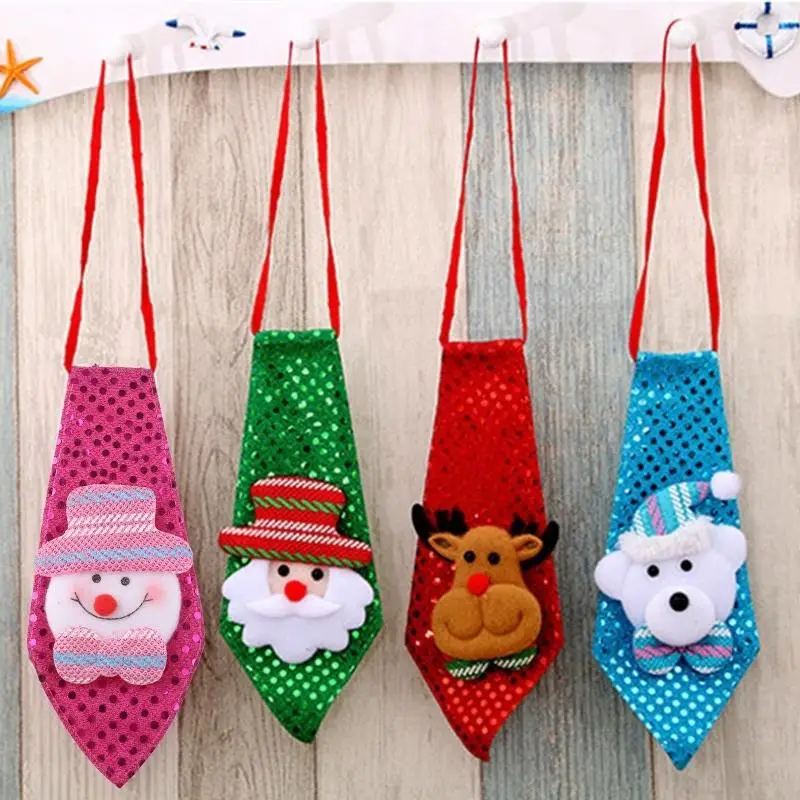 HX6D Babbo Natale cravatta natalizia con panno da lampeggiare con per bambini per bambini uomini regalo modelli