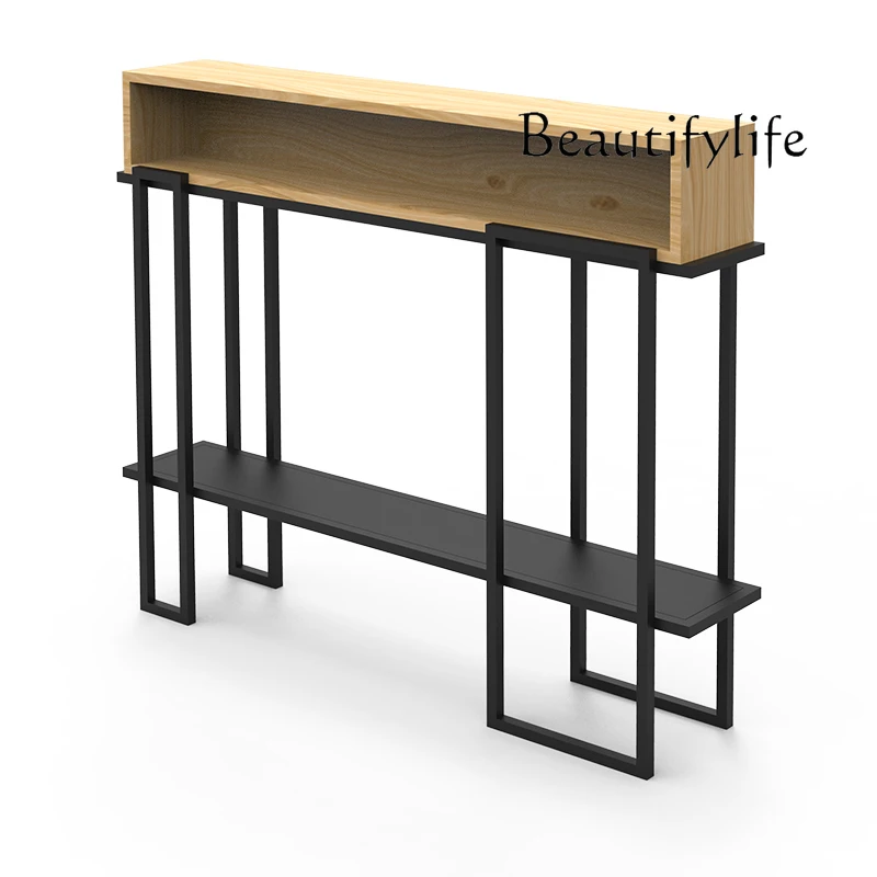 

Modern simple entrance table, creative long side table, entrance corridor, decorative entrance table, wrought iron narrow shelf