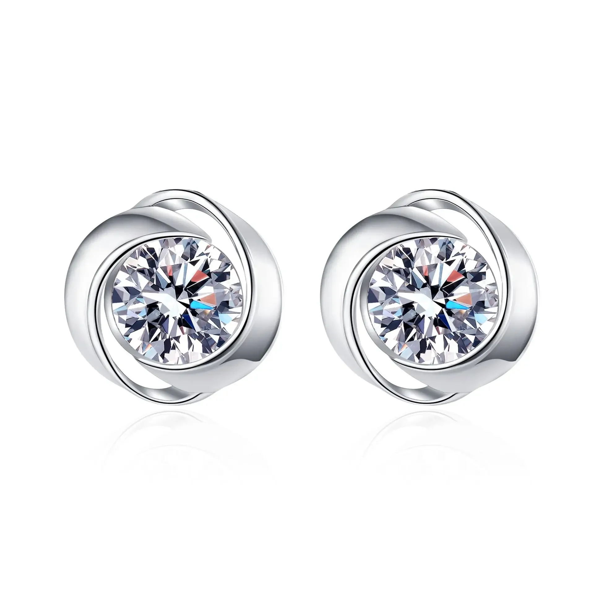 18K Gold Inlaid Women's Whirlwind Earrings, Paired with Moissanite Earrings, High-end PT950 Platinum Fashionable Earrings