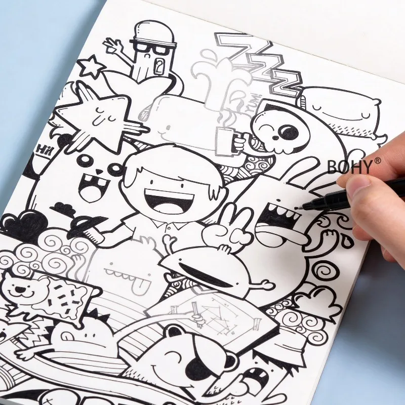 A Multi Theme Black and White Line Drawing Album Depicting Adult Stress Relief with Rich，Detailed Line Drawing Themes 24 Pages