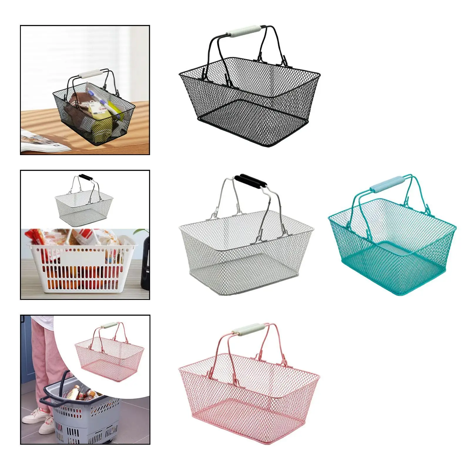 Shopping Basket Multifunctional Simple Portable with Handles for Stores Home Supermarket Groceries