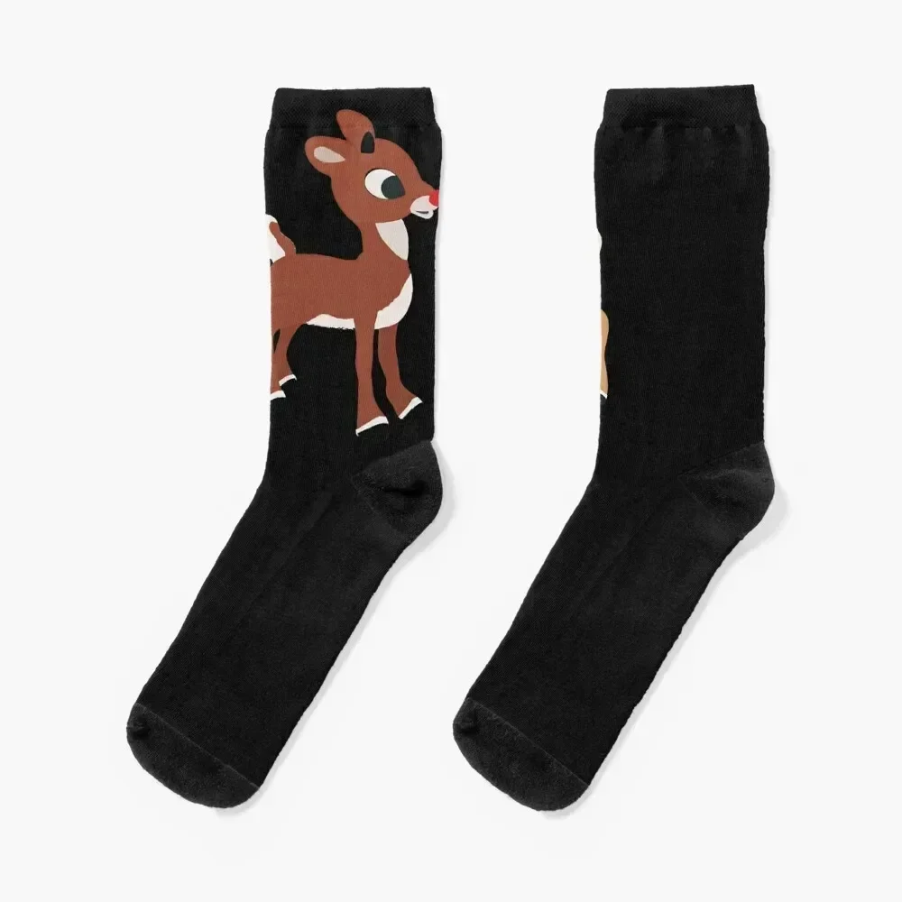 

Classic Rudolph and Clarice Christmas Red Nose Reindeer Socks Wholesale crazy gifts Stockings man Socks Girl Men's