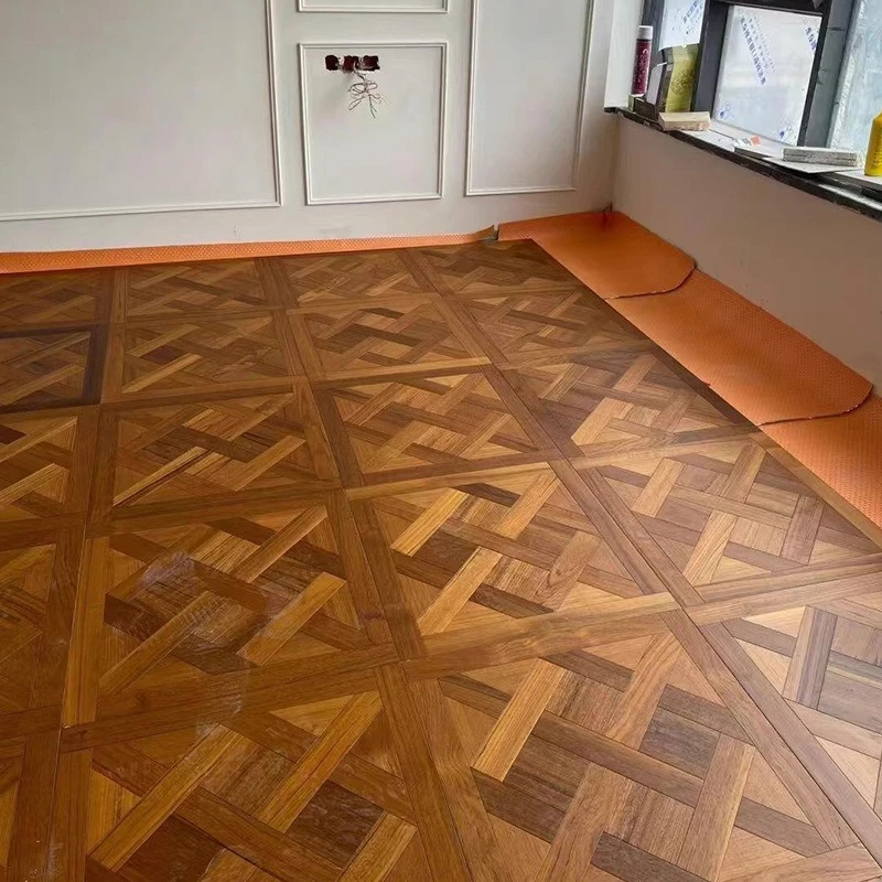 Piso de teca Versalles Piso de parquet 600 * 600 villa cuadrada piso de parquet de alta gama Parquet de teca