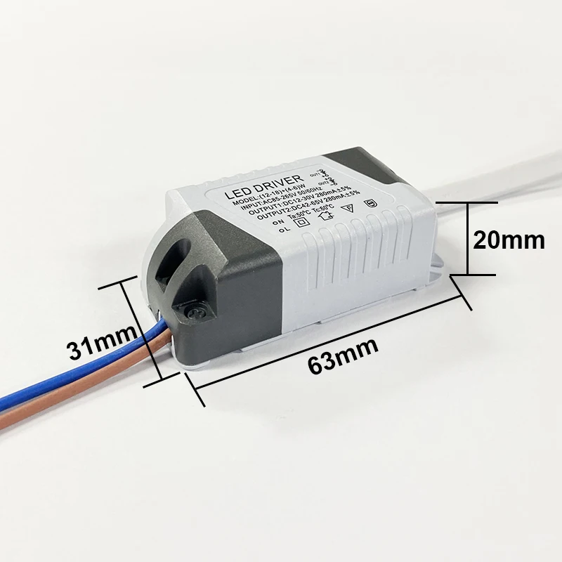 LED Driver 12+6W,18+4,18+6W Transfermer for 2 Color Ceiling dowlights Two Output:DC12-21V,36-62V 300mA 4pin Connetor AC110V-265V