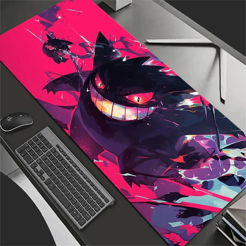 90 x 40 cm großes Mauspad für Gamer, XXL, für Computer, Notebook, PC, Mauspad, Teppich, Gaming-Zubehör, P-Pokemons, G-Gengar, Tastatur, Schreibtischunterlage