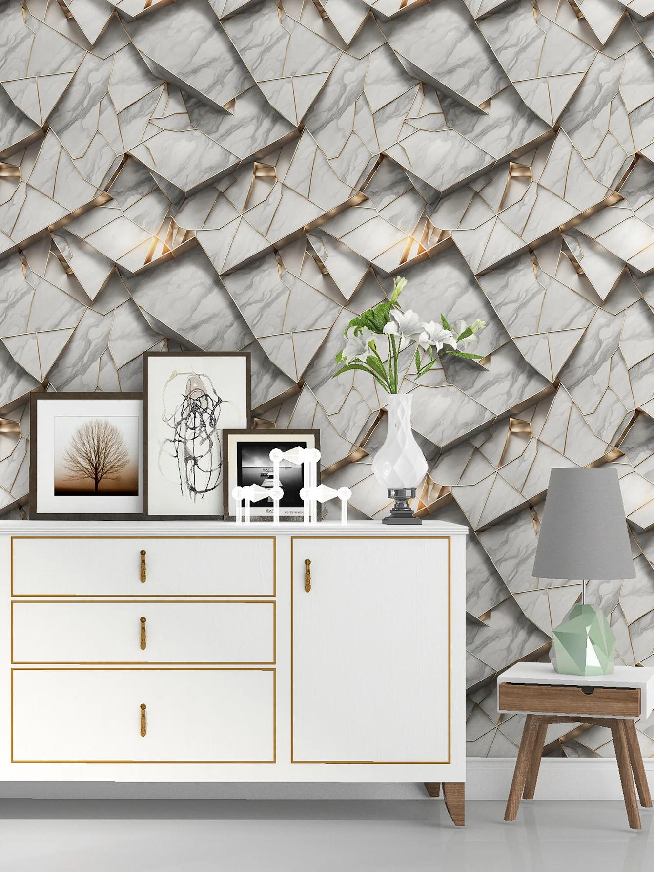 

Marble Contact Paper Peel and Stick Triangle Wallpaper Removable Self Adhesive Kitchen Cabinet Waterproof Sticker