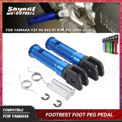 R6 R1 2026 Front Foot Pegs Adapters For YAMAHA YZFR6 YZFR6S YZFR1 YZFR1M YZFR1S 2004-2025 Motorcycle Accessories Footrest Pedals