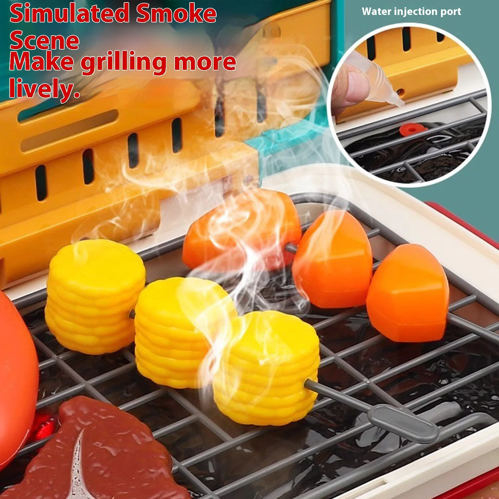 Parrilla de barbacoa inteligente para niños, juguete para jugar, brochetas que cambian de Color, cocina, cocina al vapor, juego de utensilios de cocina con sonido y luz, 2025