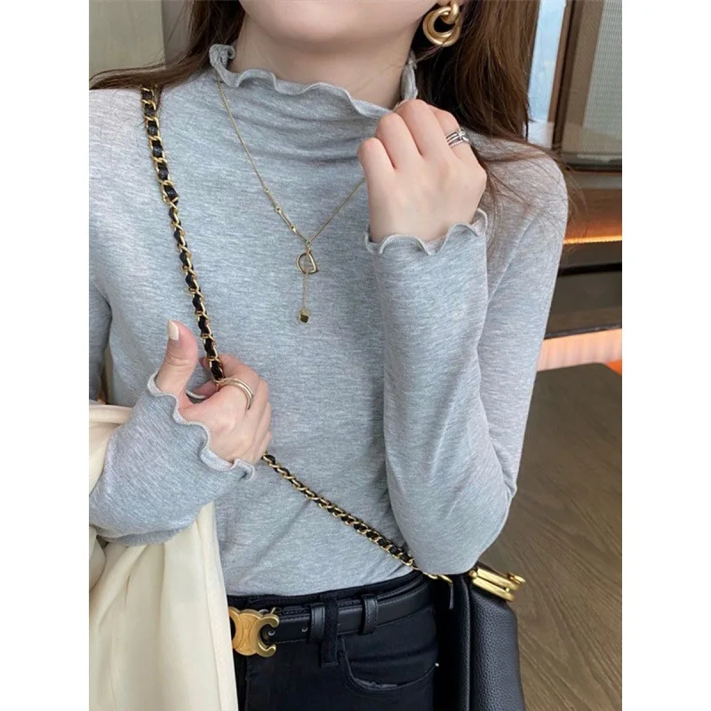 

Ele Wood ain Slim Fit Women's Base irt f High Collar Inner Wear Sweater ay Autumn Winter New Arrival