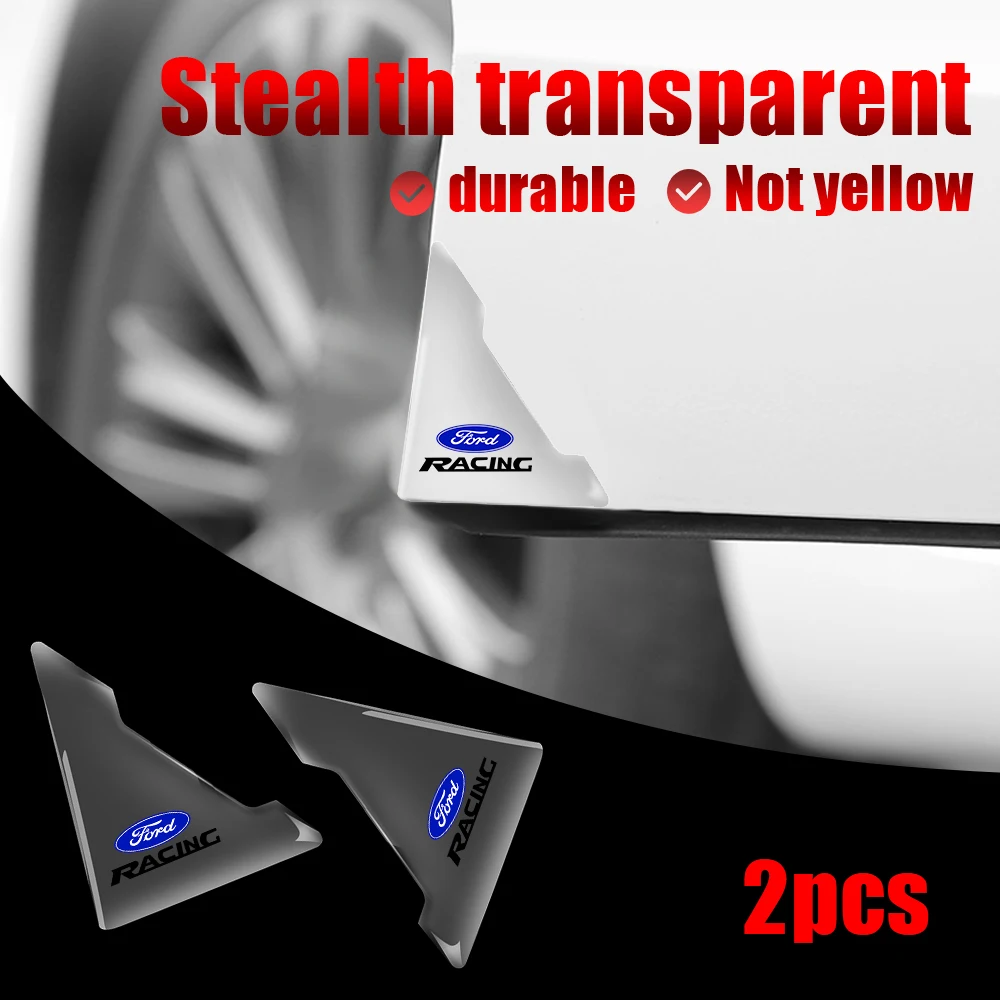 2Pcs Transparent Car Door Corner Covers Anti Collision Protection Stickers For Ford Ranger Focus Kuga Mustang Mondeo Fusion